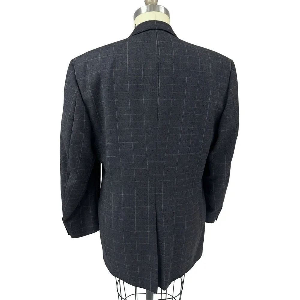 VTG Pringle of Scotland Mens Sport Coat Charcoal Windowpane Sport Jacket 38R